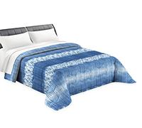 Tata Home Trapuntino Copriletto Trapuntato Primaverile Estivo 100 gr/mq Quilt Leggero Letto Una Piazza e Mezza 210x260 cm Fantasia Mosaico Moderno Made in Italy Colore Blu Azzurro