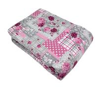 Tata Home Trapuntino Mezza Stagione Leggero Piazza Mezza 210x250 cm Copriletto Trapuntato Primaverile Estivo Quilt Autunnale Moderno Elegante Dis.66 Rosa