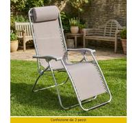 Tata Linda Sdraio da Giardino Pieghevole Set 2 Sdraio 65x90/165x113 Ecrù Virtus