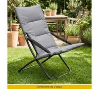 Tata Linda Sdraio da Giardino Pieghevole Set 2 Sdraio 83x50x93 cm Grigio Scuro