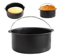 Tata per torta alla friggitrice ad aria, pellicola da 8 pollici in acciaio in acciaio ad aria con manico, teglia per friggitrice per aria resistente al calore, cestino per torta per torta Accessori f