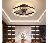 TATANE Φ50cm LED Ventilatore da Soffitto con Luce e Reversibile Telecomando Silenzioso 6 Velocita Camera Lampada Ventilatore Soffitto Soggiorno Moderno 30W Dimmerabile Plafoniera con Timer,Marrone