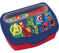 Tatatway Sandwich Box Avengers con Posate - Porta Pranzo Bambini - Lunch Box Plastica Resistente - Utilizzabile in Microonde - Prodotto Ufficiale Marvel