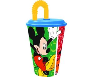 Tataway bicchiere 430 ml con cannuccia Mickey Has Fun: design Disney originale, pratico, resistente e sicuro, ideale per bevande a casa, scuola o tempo libero.