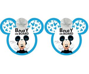 Tataway Bimbo a bordo, segnale di sicurezza auto "baby on board" grafiche Disney Mickey Mouse Topolino con attacco a ventosa (Confezione da 2)