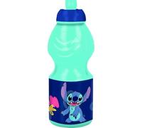Tataway Borraccia sport 400ml Stitch Palms in plastica resistente - Bottiglia riutilizzabile con cannuccia per scuola, sport e tempo libero, con design Disney tropicale