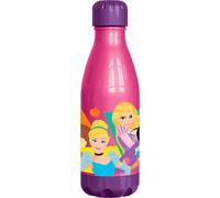 Disney Borraccia rosa per bambine in plastica Principesse Cenerentola Jasmine Biancaneve Belle Ariel 560 ml con tappo a vite