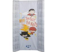 Tataway Dc Comics Justice League piano cambio con sponde, e grafiche dei supereroi Flash e Batman, materassino fasciatoio da tavolo per bambini, misure 81x50x9,5 cm