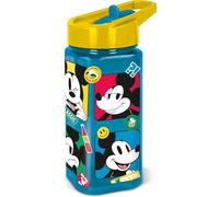 Disney Borraccia azzurra per bambini in plastica Mickey Mouse Topolino 510 ml con cannuccia che previene le perdite