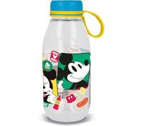 Tataway Disney Borraccia Ecozen trasparente per bambini in tritan Mickey Mouse Topolino 460 ml con cappuccio e manico in silicone