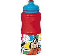Tataway Disney Borraccia rossa per bambini in plastica Mickey Mouse Topolino 380 ml con chiusura antigoccia e banda antiscivolo
