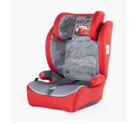 Disney Seggiolino auto Cars per la sicurezza dei bambini con altezza da 100 a 150 cm con grafiche di Saetta McQueen su fondo rosso e grigio