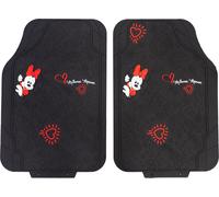 Coppia di tappetini per auto Minnie Mouse, in Pvc, universali, 44 x 65 cm, di colore nero e rosso