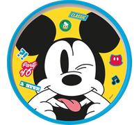 Tataway Disney Piatto piano bianco e azzurro per bambini in plastica Mickey Mouse Topolino con base antiscivolo