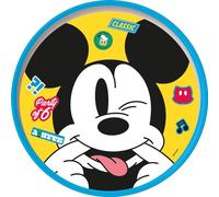 Tataway Disney Piatto piano bianco e azzurro per bambini in plastica Mickey Mouse Topolino con base antiscivolo