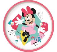 Disney Piatto piano bianco e rosa per bambine in plastica Minnie con base antiscivolo