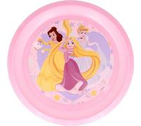 Disney Piatto piano rosa per bambine in plastica Principesse resistente agli urti accidentali e riutilizzabile