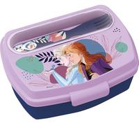 Disney Sandwich Box azzurra per bambine in plastica Frozen Elsa Anna e Olaf con cucchiaio e forchetta