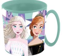Disney Tazza azurra per bambine in plastica Frozen Elsa e Anna da 350 ml adatta al microonde
