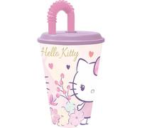 TataWay in viaggio si cresce Bicchiere Sport con Cannuccia 430 ml Hello Kitty - Design Divertente e Pratico per Bambini, Ideale per Attività Sportive e Gite