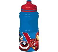 Tataway Marvel Borraccia blu per bambini in plastica Avengers Iron Man Hulk Captain America 380 ml con chiusura antigoccia e banda antiscivolo