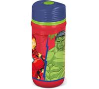 Marvel - Borraccia Rossa E Blu In Plastica Per Bambini Avengers Hulk Iron Man 390 Ml Con Chiusra Antigoccia - SPEDIZIONE GRATUITA
