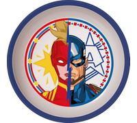Tataway Marvel ciotola blu e bianca per bambini in plastica Avengers Captain America Captain Marvel con base antiscivolo