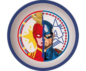 Tataway Marvel ciotola blu e bianca per bambini in plastica Avengers Captain America Captain Marvel con base antiscivolo