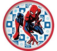 Marvel Piatto piano bianco e rosso per bambini in plastica Spiderman Uomo Ragno con base antiscivolo