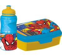 Stor S.L. Set borraccia 380 ml e sandwich box Spider-Man blu – banda antiscivolo, chiusura sicurezza