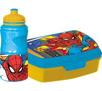 TATAWAY Marvel Set borraccia da 380 ml e Sandwich Box blu per bambini Spiderman