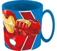 Marvel Tazza blu per bambini in plastica Avengers Iron Man Captain America da 350 ml adatta al microonde