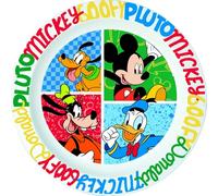 Tataway Piatto fondo microonde Mickey Has Fun - Piatto per bambini con stampa Disney, adatto al microonde, resistente, leggero e sicuro per uso alimentare quotidiano