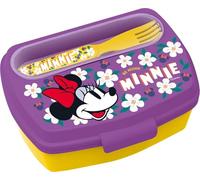 Tataway Sandwich Box con Posate Minnie - Contenitore Pranzo per Bambini con Scomparto e Posate Incluse, Chiusura Sicura e Design Disney Ufficiale Ideale per Scuola, Asilo e Gite
