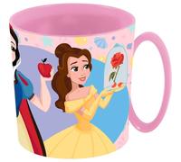 Disney Tazza rosa per bambine in plastica Principesse Jasmine Rapunzel Biancaneve Belle da 350 ml adatta al microonde