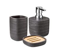TATAY 6350000 - Portasapone realizzato in poliresina di alta qualità, collezione Bambu, colore: Grigio grafite, Nero