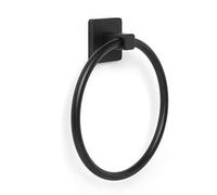 TATAY Anello Porta asciugamani, Accessori Bagno NERO, in Acciaio Inox e Zamak, Doppio Sistema di Fissaggio con Viti e Adesivi, Supporta fino a 10Kg, Porta asciugamani Nero. 19,5 x 5 x 22 cm