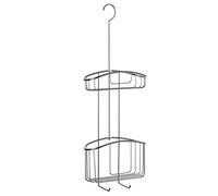 TATAY Appendiabiti a due altezze per doccia, con gancio, 100% acciaio inox, formato profondo, senza foratura, Colore cromo. Misure 22,5 x 9 x 46 cm