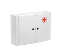 TATAY Armadietto orizzontale in plastica, 2 ante senza pomelli e ripiano interno estraibile. Grafica della Croce Rossa su una delle ante, colore bianco, Misure 46 x 15,5 x 32 cm