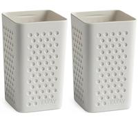 TATAY Bicchiere per spazzolino da denti e dentifricio Bohol, in polipropilene, senza BPA, in plastica riciclata al 100%, bianco. Dimensioni: 6,5 x 6,5 x 11 cm (Confezione da 2)