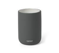 TATAY Bicchiere per spazzolino da denti e dentifricio morbido, in ceramica opaca, senza BPA, grigio antracite. Dimensioni: 7,4 x 7,4 x 10,5 cm