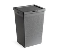 TATAY Bohol, cesto portabiancheria con coperchio, capacità 60 l, in polipropilene, senza BPA, in plastica riciclata al 100%, grigio antracite. Dimensioni: 41 x 33 x 50 cm