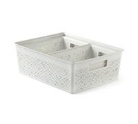 TATAY Cestini Portaoggetti Bohol | Set da 3 Scatole Organizzatrici | Ventilazione Ottimale | Sistema Modulare Impilabile | Manici Integrati | Plastica Riciclata Senza BPA | 30x39x13,5 cm, Bianco