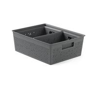 TATAY Set di 3 scatole rettangolari Bohol (2 x 4 L + 1 x 12 L) in polipropilene, senza BPA, in plastica 100% riciclata. Grigio antracite Dimensioni: 30 x 39 x 13,5 cm