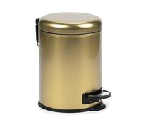 TATAY Cestino per il bagno in acciaio inox con pedale, Capacità 5L, Interno rimovibile, Chiusura a scatto ammortizzata, Senza BPA, Colore oro, Misure 29 x 22 x 27 cm