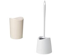 TATAY Cestino Bagno e Scopino Bagno WC | Cestino Bagno Ecohome con Coperchio Basculante | Capacità 6L | Scopino Bagno WC Bianco | Set Resistente, 100% Riciclabile e con Materiali ad Alta Resistenza