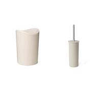 TATAY Cestino Bagno e Scopino Bagno WC | Cestino Bagno Ecohome con Coperchio Basculante | Capacità 6L | Scopino Bagno WC Ecohome | Set Resistente, 100% Riciclabile e con Materiali ad Alta Resistenza
