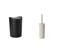 TATAY Cestino Bagno e Scopino Bagno WC | Cestino Bagno Nero con Coperchio Basculante | Capacità 6L | Scopino Bagno WC Ecohome | Set Resistente, 100% Riciclabile e con Materiali ad Alta Resistenza