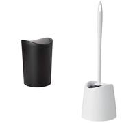 TATAY Cestino Bagno e Scopino Bagno WC | Cestino Bagno Nero con Coperchio Basculante | Capacità 6L | Scopino Bagno WC Bianco | Set Resistente, 100% Riciclabile e con Materiali ad Alta Resistenza
