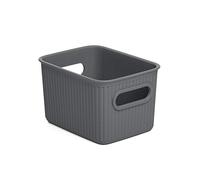 TATAY Cestino Portaoggetti Plastica 1,5 L Baobab | Scatola Organizzatrice | Manici Integrati | Design Compatto e Versatile | Plastica Senza BPA | 12.5x16.4x10 cm, Grigio